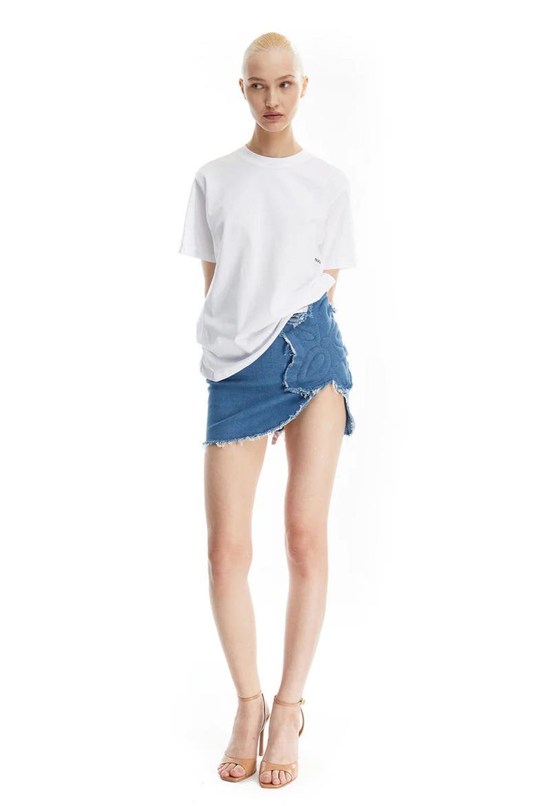 Carla Flower Mini Skirt, Alternate, color, Light Denim