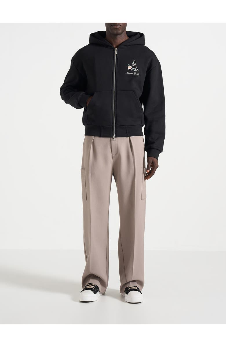 Manière De Voir Unisex Floral Eiffel Zip Hoodie, Alternate, color, Black