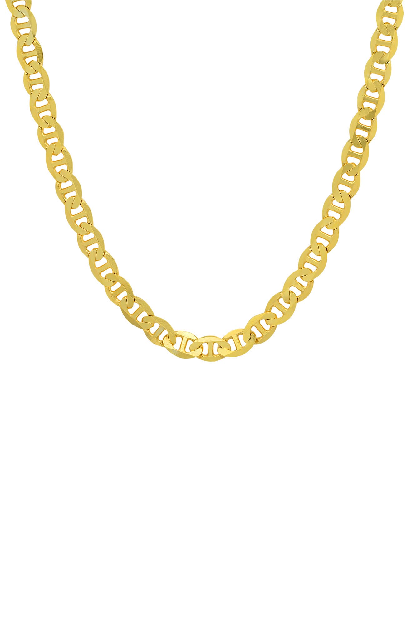 Queen Jewels Men's Sterling Silver Thick Italian Mariner Chain Necklace