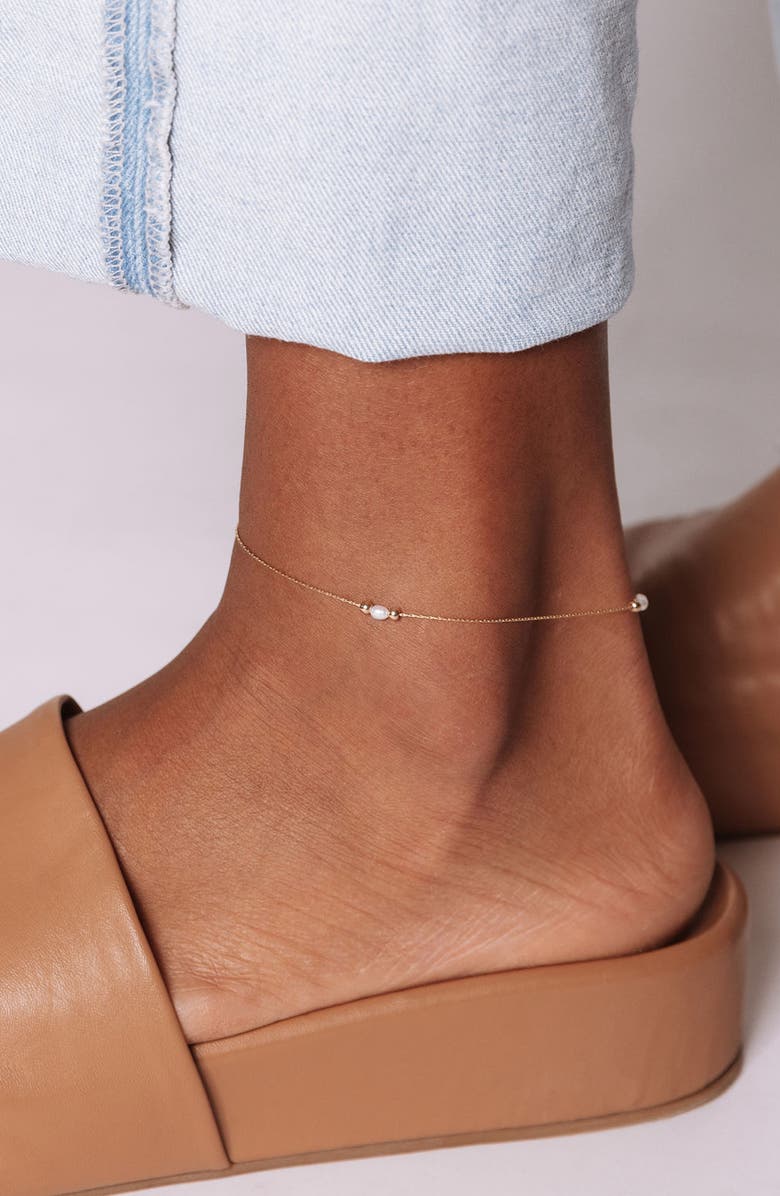 Set & Stones Michelle Anklet, Alternate, color, Gold