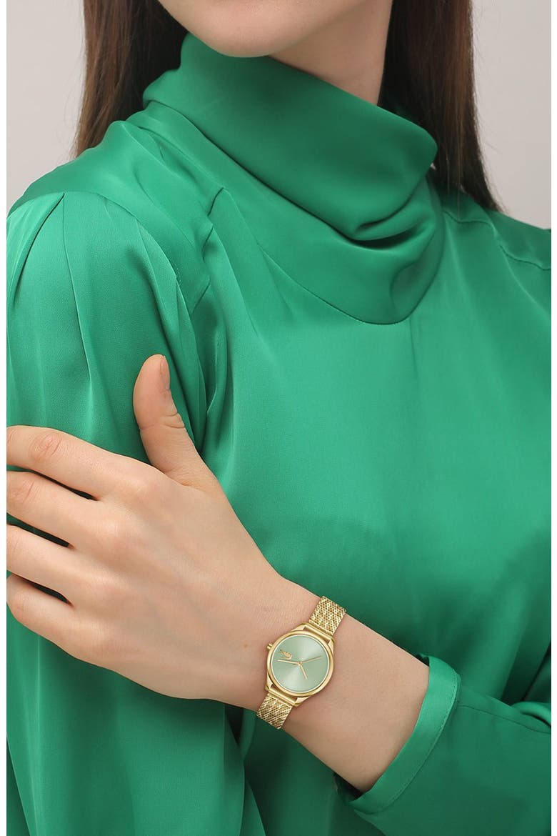 Mini Crocodelle Mesh Strap Watch, 28mm, Alternate, color, GOLD