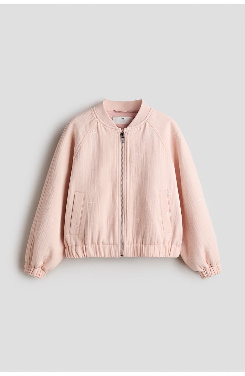 H&M Cotton Bomber Jacket, Main, color, Light Pink