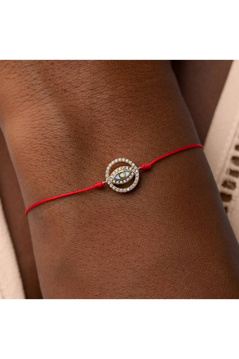 Evil Eye Red String Women's Adjustable Charm Bracelet - Guardian Spark, Alternate, color, Red/Gold