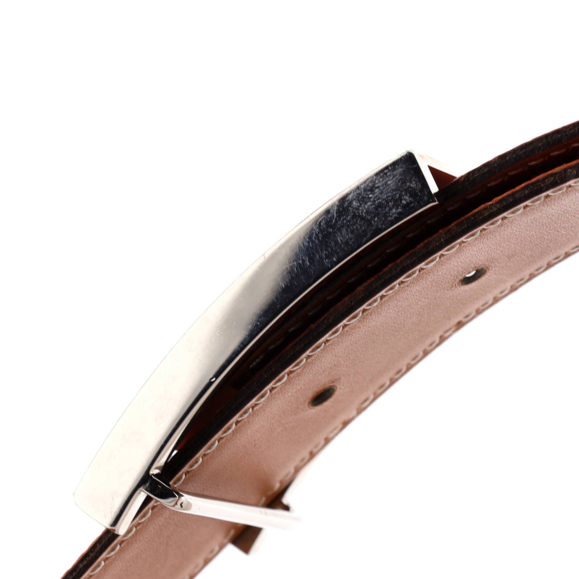 Pre-Owned Hermes Lucky H Belt Leather Medium, Alternate, color, Orange