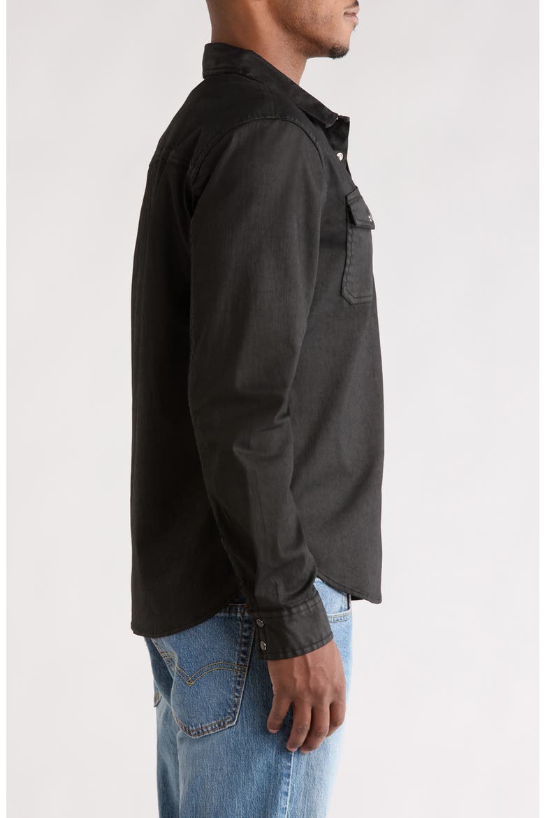 Otto Coated Stretch Cotton Snap-Up Western Shirt, Alternate, color, BLACK
