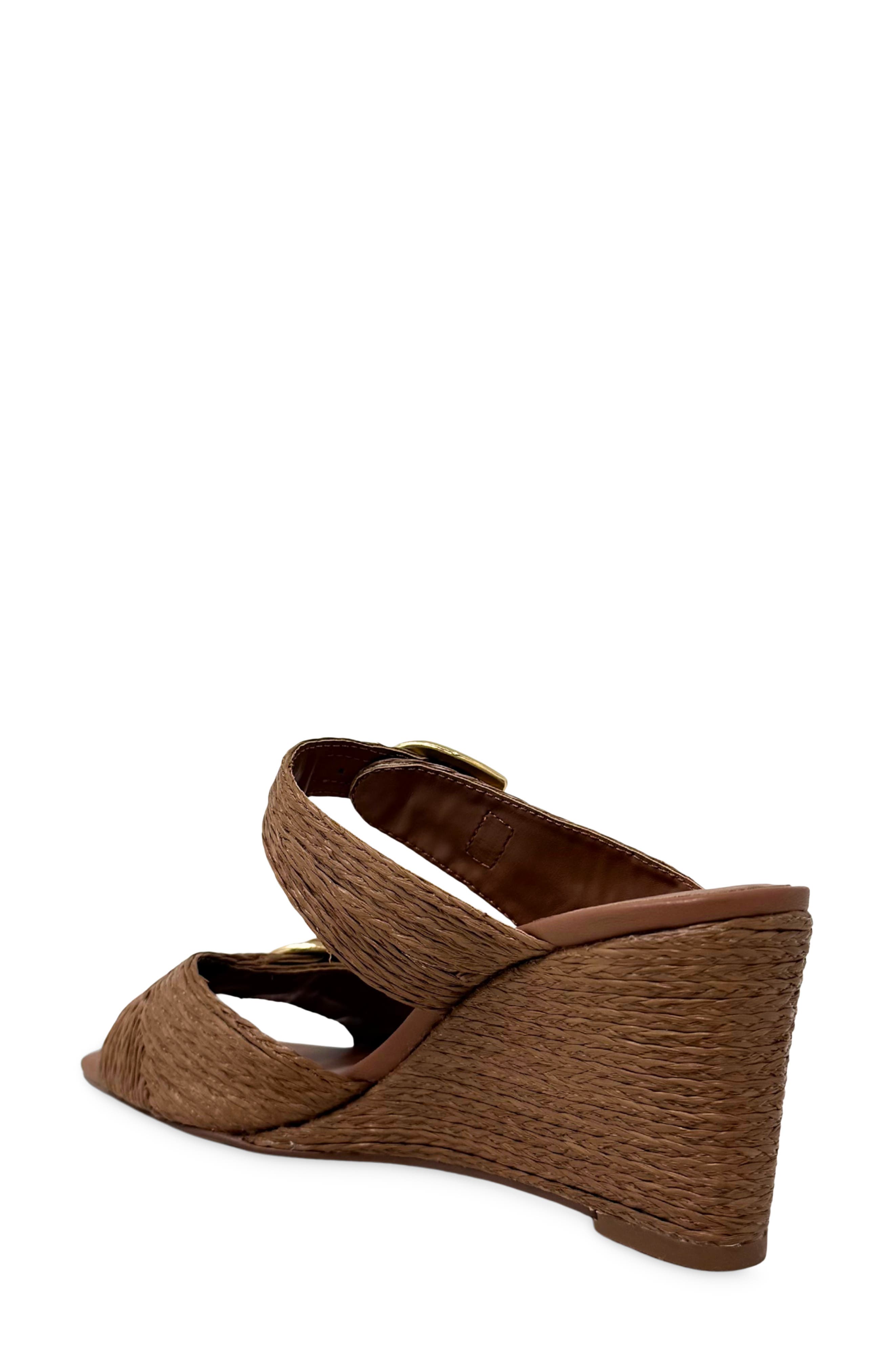 SHUSHOP Ignacia Wedge Slide Sandal, Alternate, color, Brown Woven