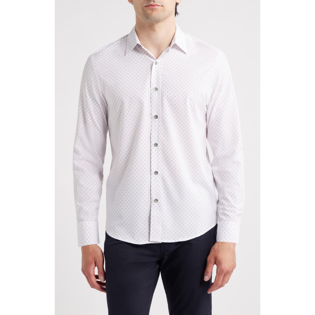 Wrk W.r.k Trim Fit Abstract Square Performance Button-up Shirt