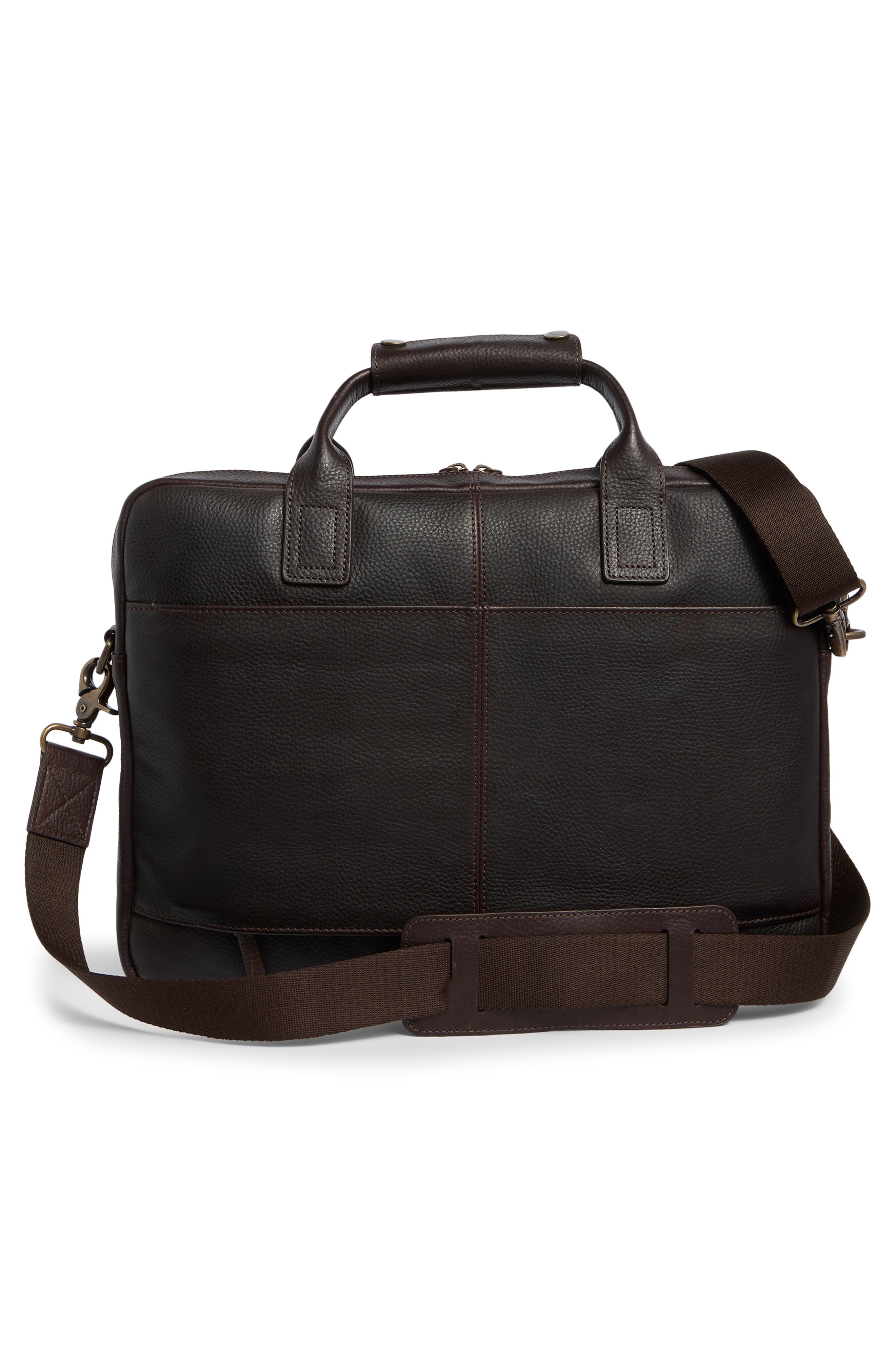 Johnston & Murphy Pebbled Leather Briefcase, Alternate, color, Dark Brown