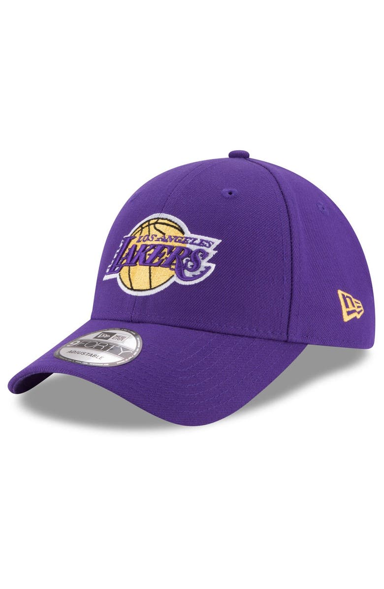 New Era Men's New Era Purple Los Angeles Lakers Official Team Color 9FORTY Adjustable Hat, Main, color, 
