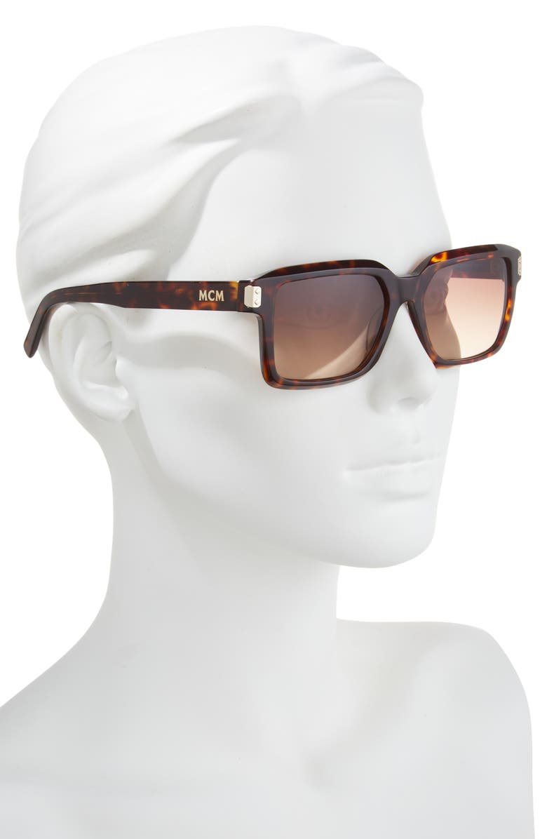 MCM 54mm Square Sunglasses, Alternate, color, Dark Havana / Gradient Brown