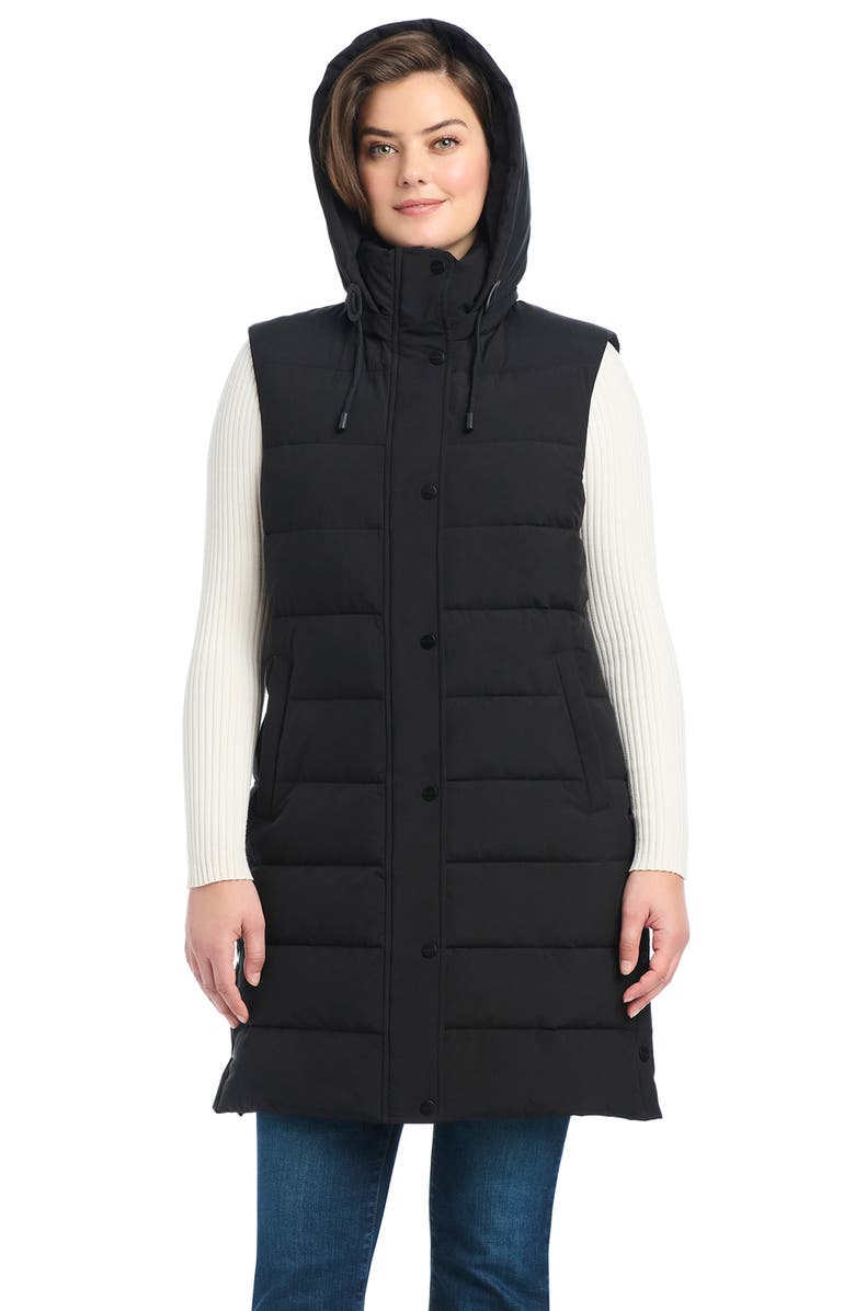 Sanctuary Water Resistant Hooded Quilted Puffer Vest, Alternate, color, Black