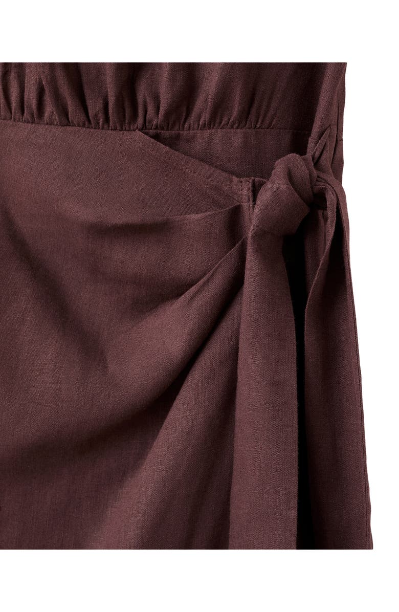 MANGO Linen Blend Midi Dress, Alternate, color, Chocolate