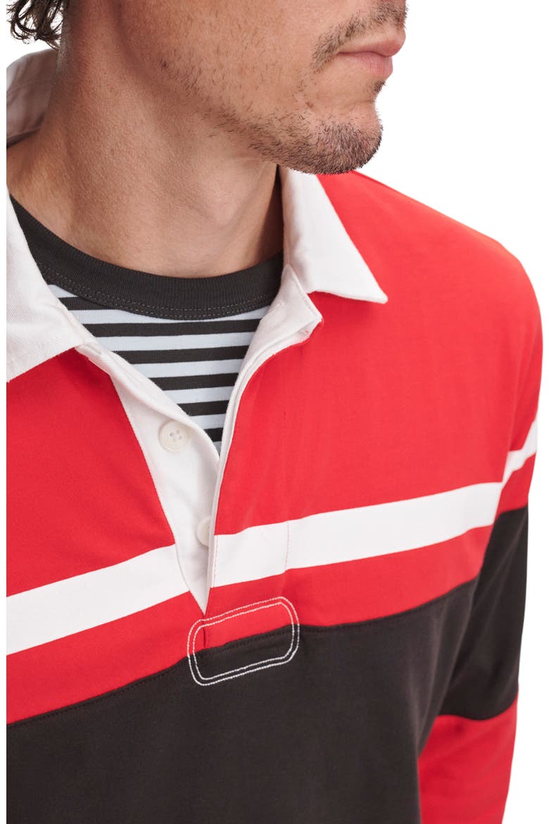 Long Sleeve Striped Cotton Rugby Shirt, Alternate, color, REDMT
