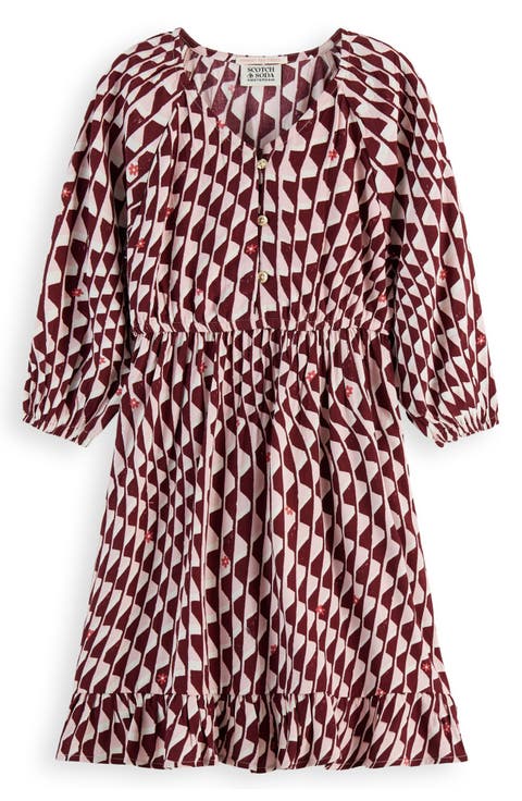 Kids' Wavy Print Long Sleeve Dress (Big Kid)