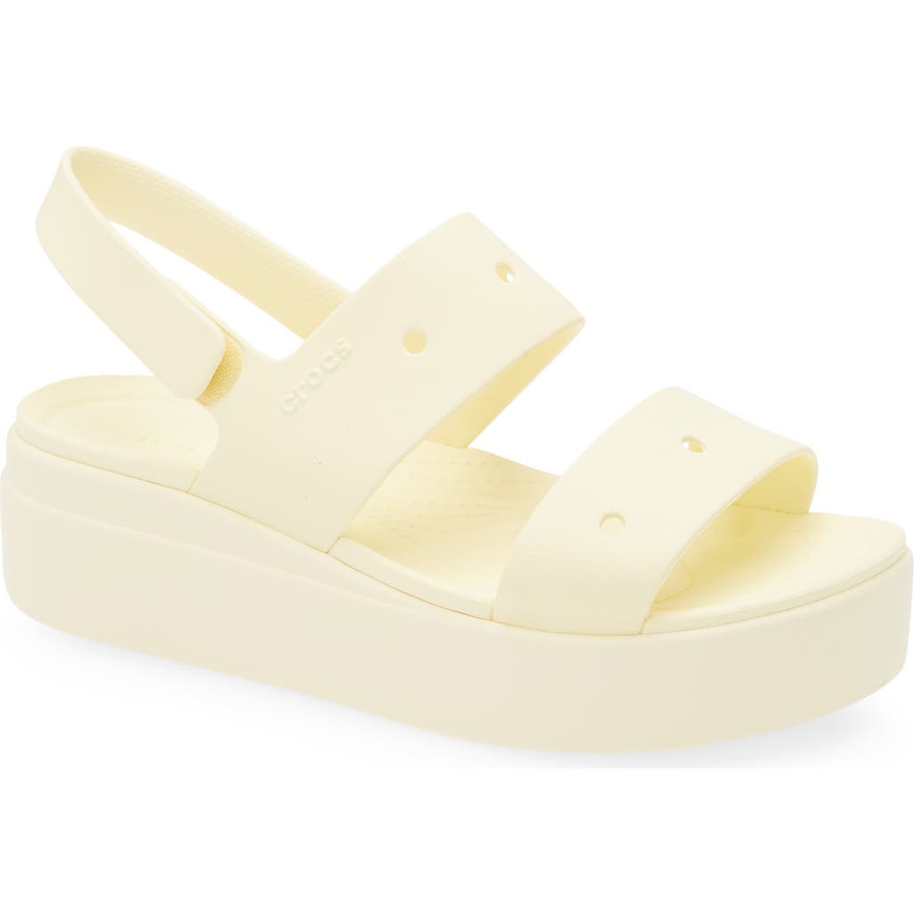 Crocs Brooklyn Slingback Platform Wedge Sandal In Butter Cream
