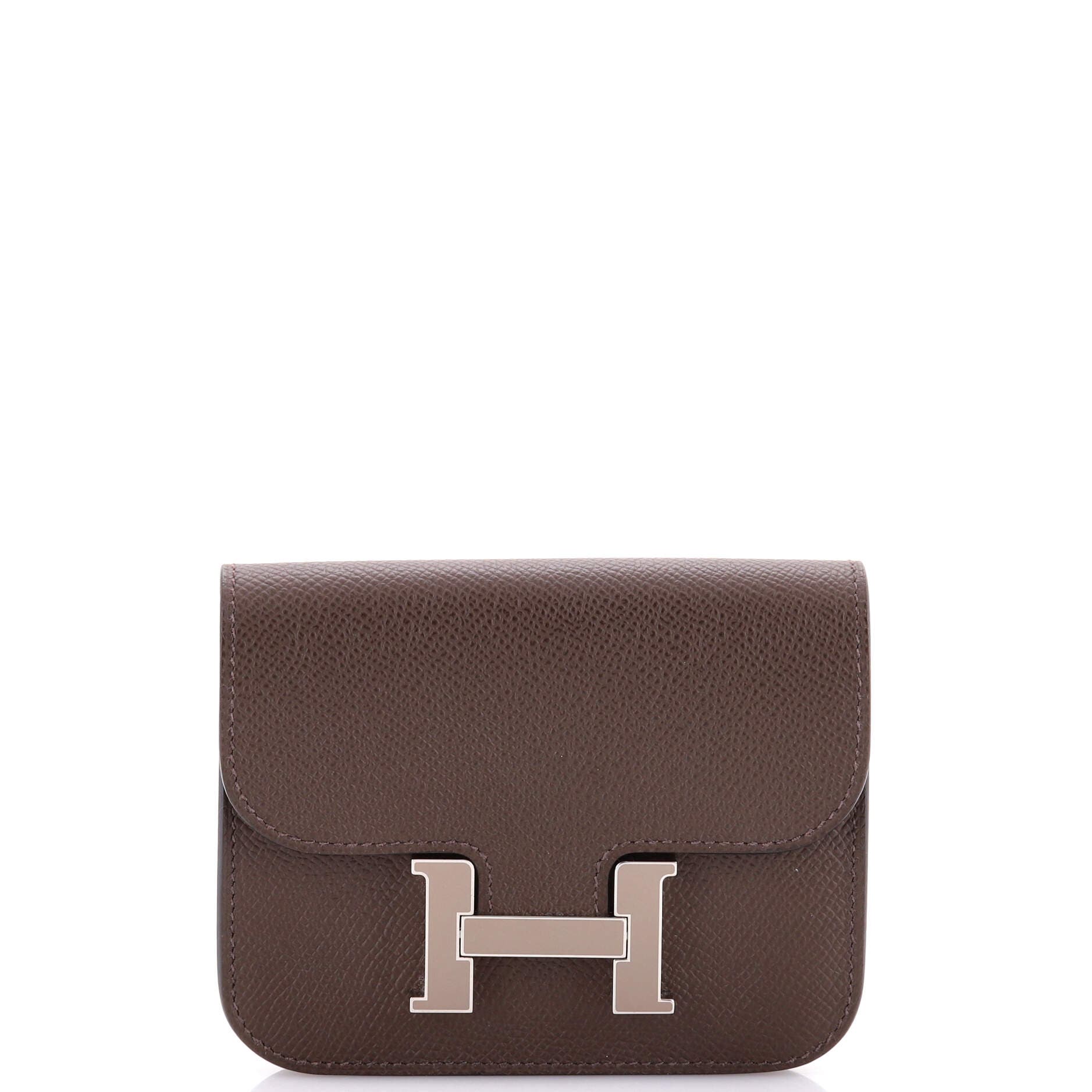 Pre-Owned Hermes Constance Slim Wallet Epsom, Main, color, Ecorce