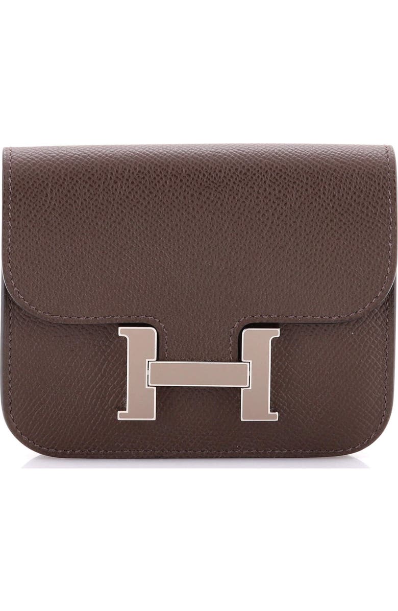 Pre-Owned Hermes Constance Slim Wallet Epsom, Main, color, Ecorce