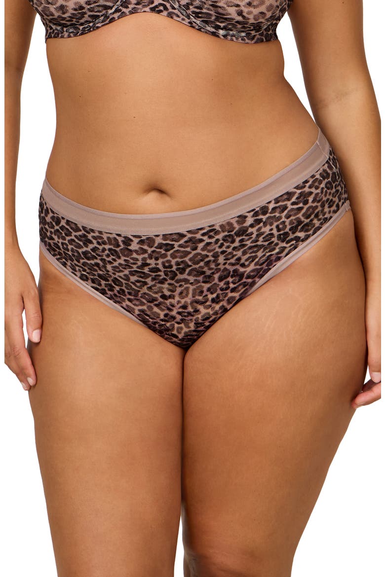 No-Show Lace High Cut Panties, Main, color, LEOPARD LUSH
