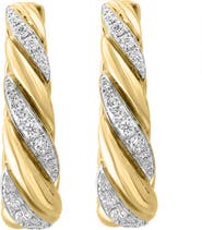 EFFY 14K Yellow Gold Diamond Hoop Earrings