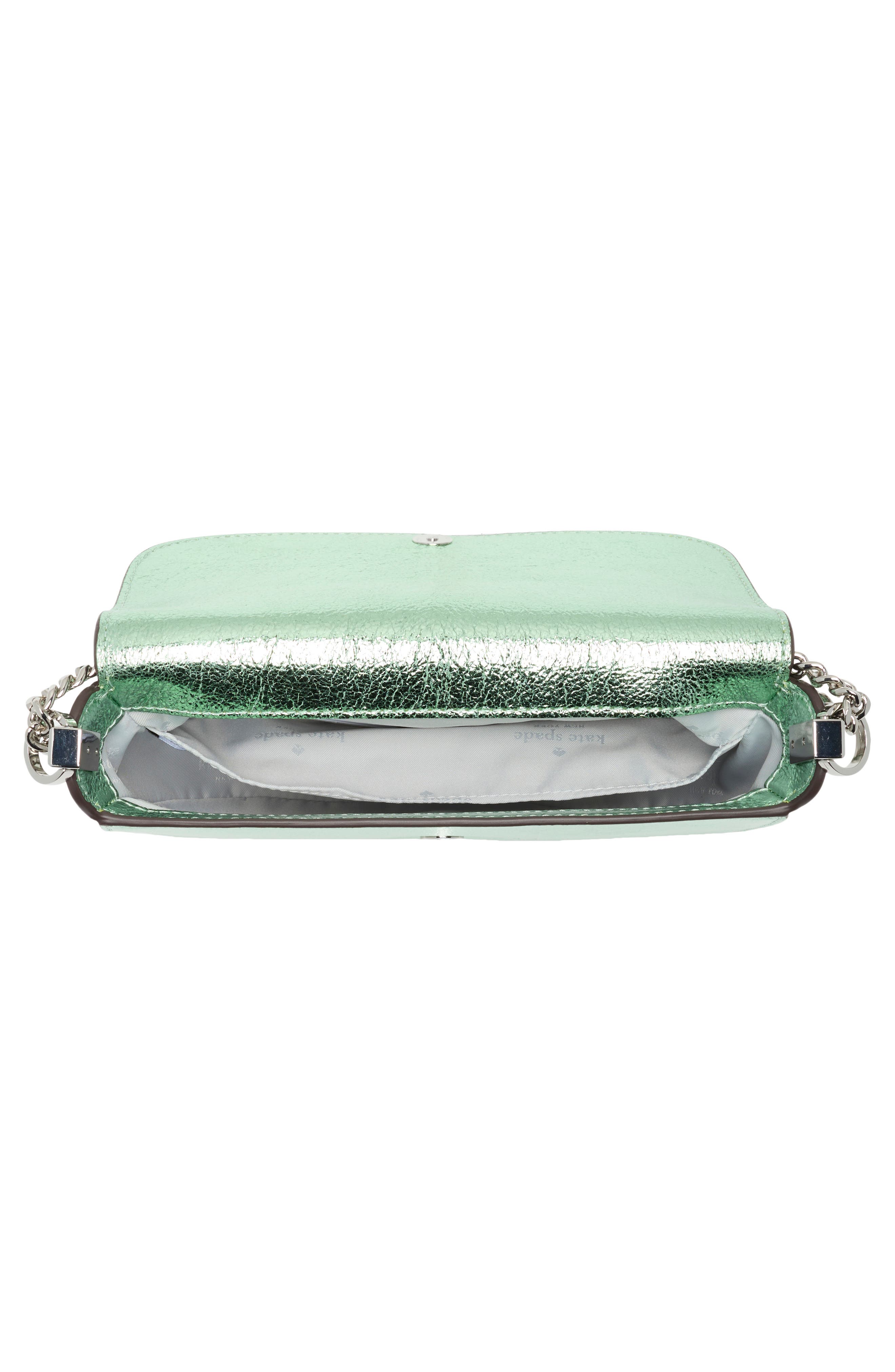 krista metallic chain flap crossbody bag, Alternate, color, SEAWATER