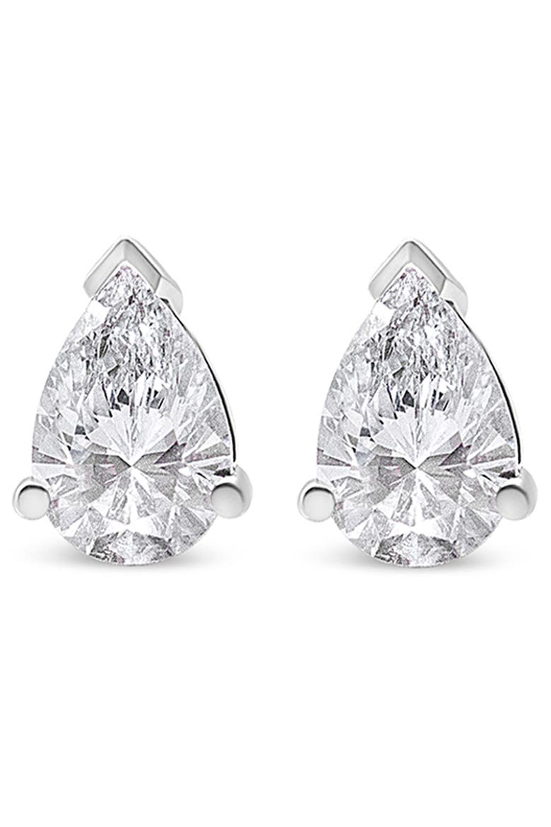14K White Gold 1.0 Ct Pear Shape Solitaire Lab Grown Diamond Stud Earrings, Alternate, color, White