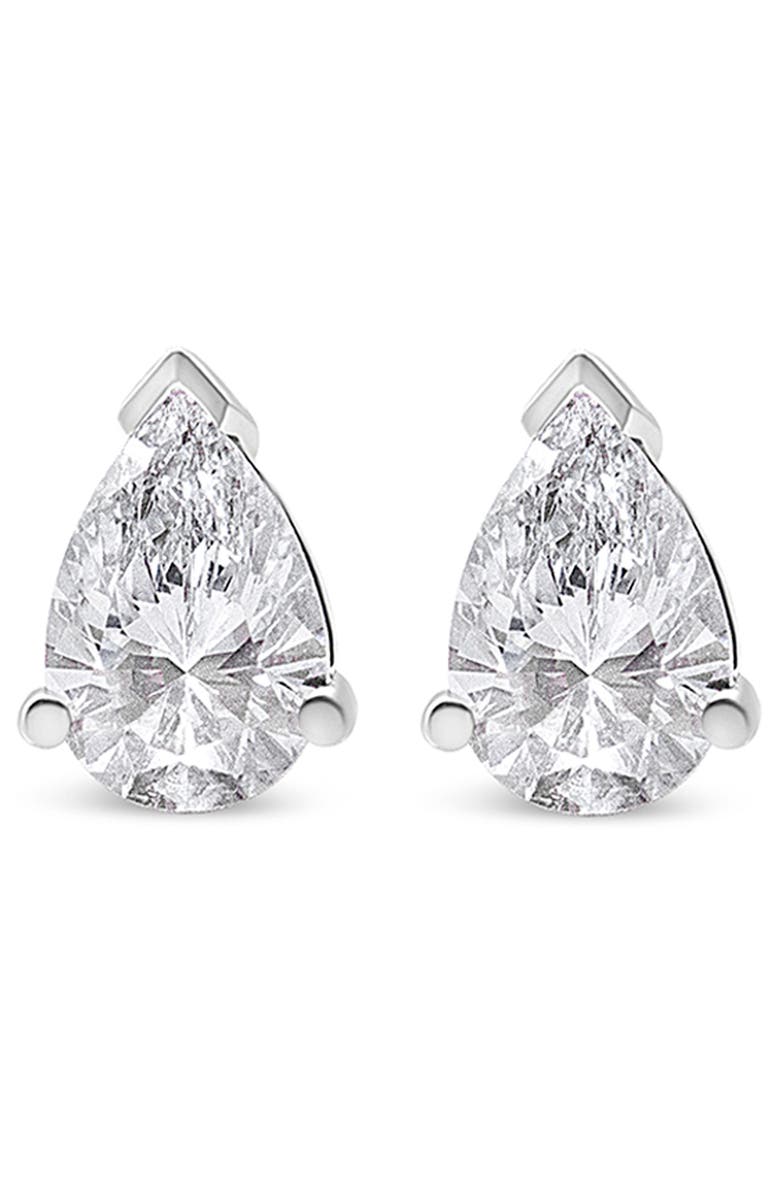 Haus of Brilliance 14K White Gold 1.0 Ct Pear Shape Solitaire Lab Grown Diamond Stud Earrings, Alternate, color, White