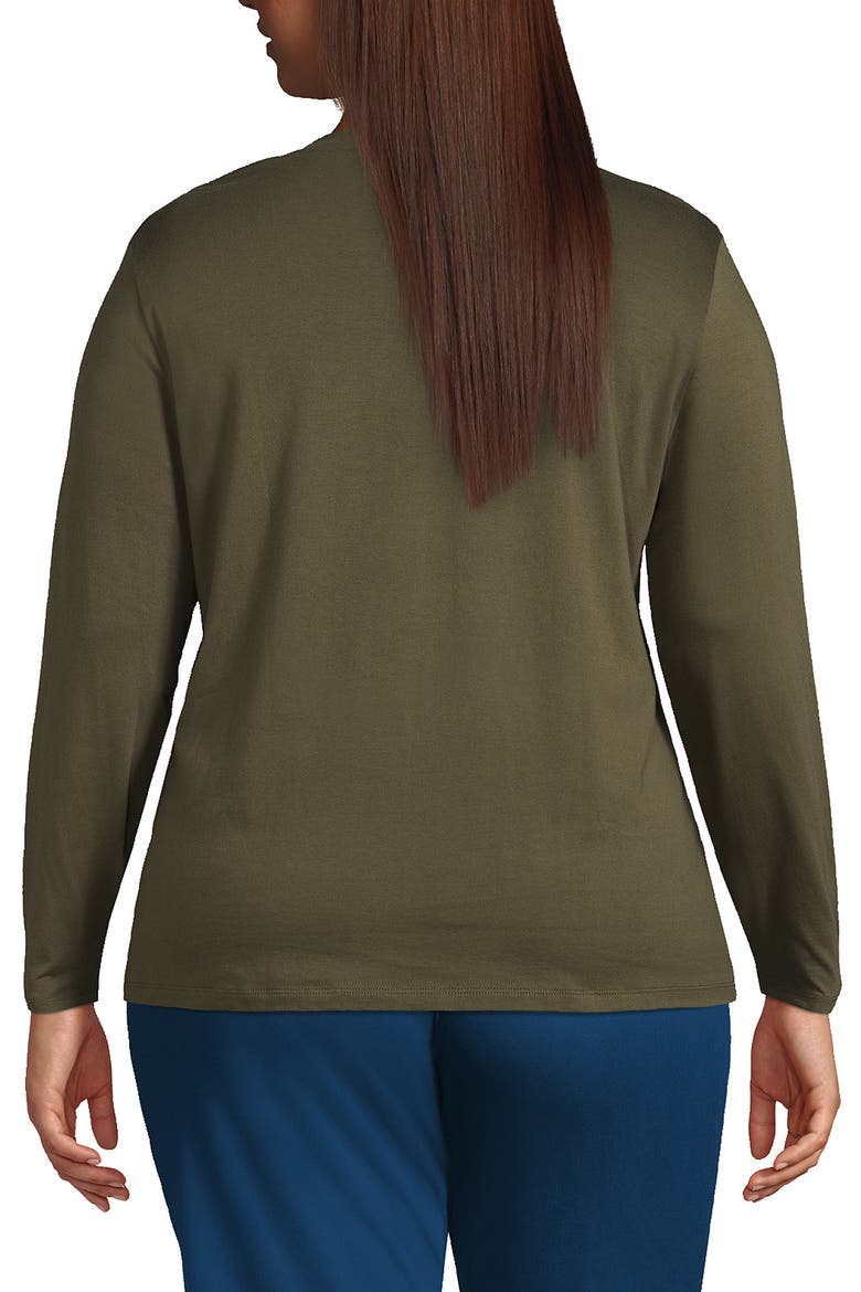Supima Cotton Long Sleeve V-Neck T-Shirt, Alternate, color, Forest Moss