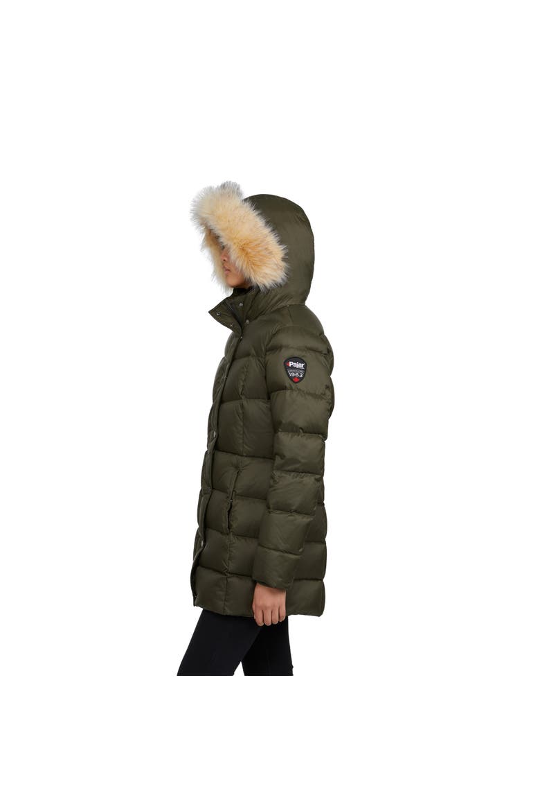 Roxy Quilted Puffer with Detachable Faux Fur Trim, Alternate, color, Military/Crystal