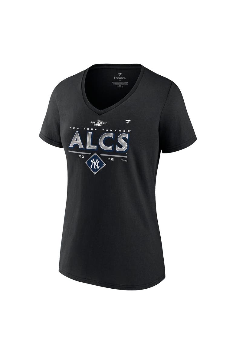 Women's Fanatics Branded Black New York Yankees 2022 Division Series Winner Locker Room V-Neck T-Shirt, Alternate, color, Black