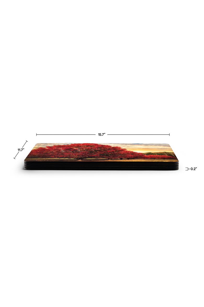 Crimson Trees Set of 4 Cork Back Placemats, Alternate, color, Multi