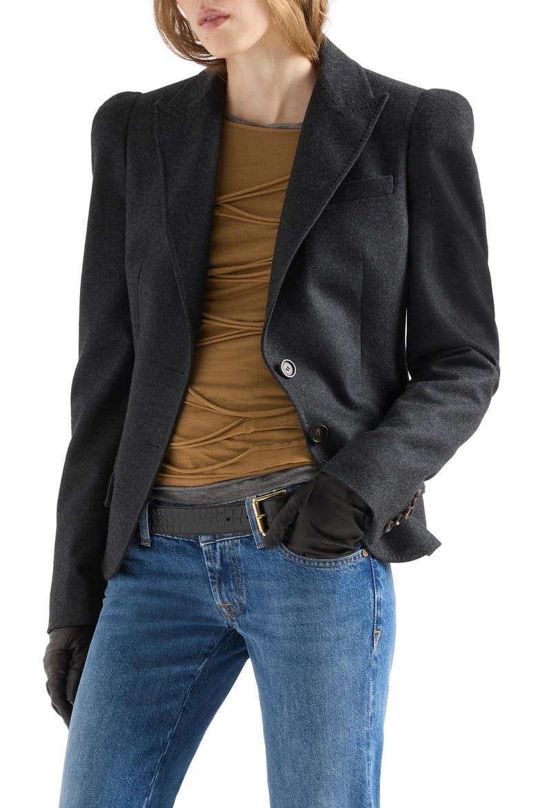 High Shoulder Wool Blazer, Alternate, color, WOOL MINK