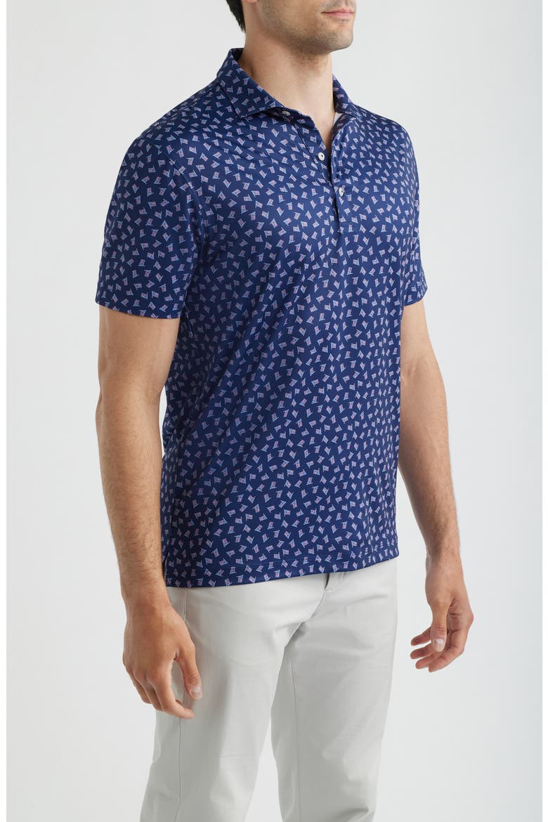 USA Flag Print Performance Jersey Polo, Alternate, color, NAVY