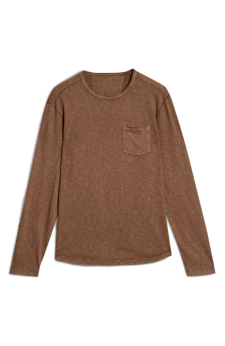 John Varvatos Sid Raw Edge Organic Cotton Long Sleeve T-Shirt, Alternate, color, Chamois