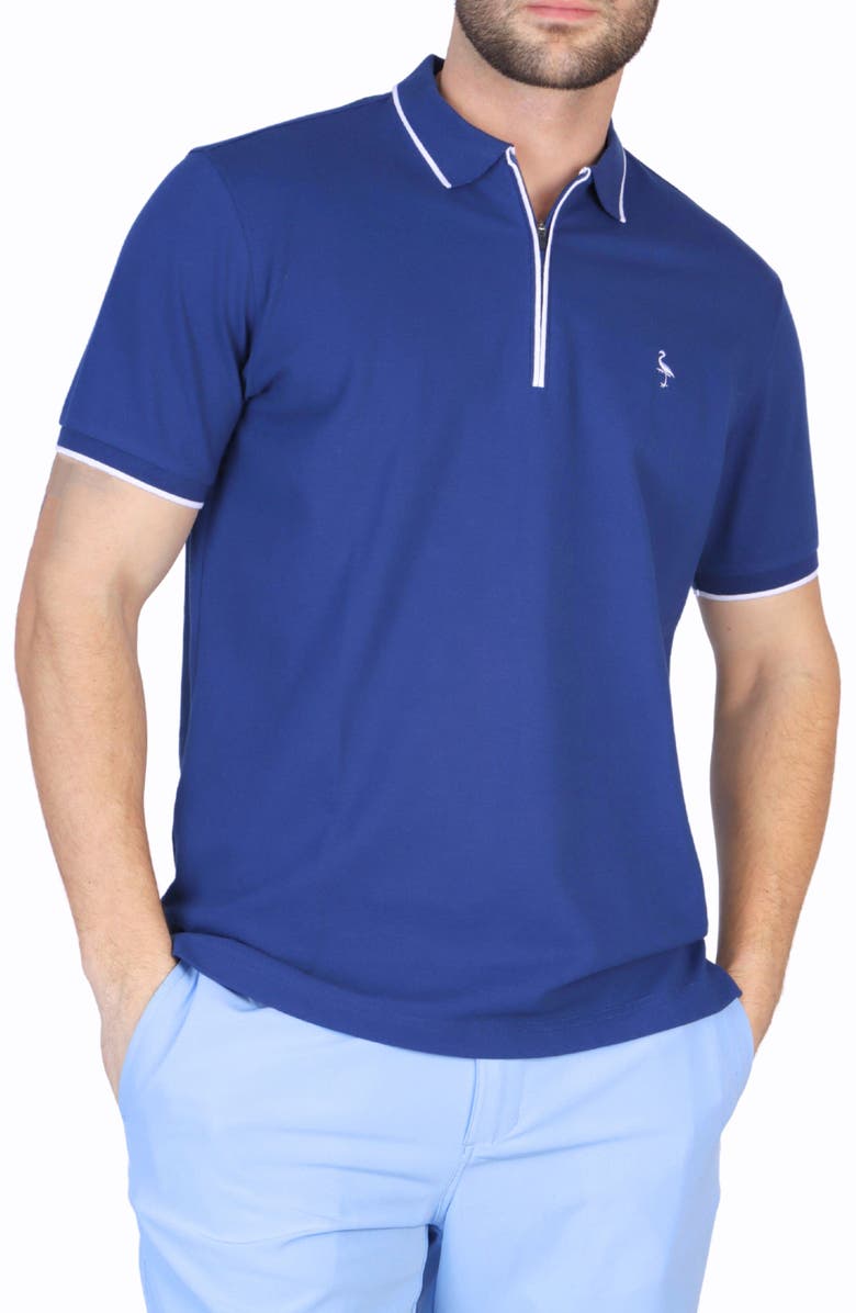 TailorByrd Micro Piqué Zipper Placket Polo, Main, color, Navy