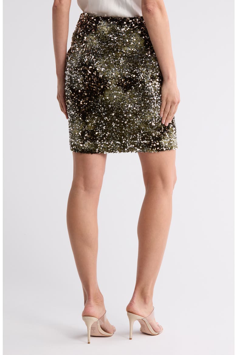 Vania Sequin Pencil Skirt, Alternate, color, DK GRN