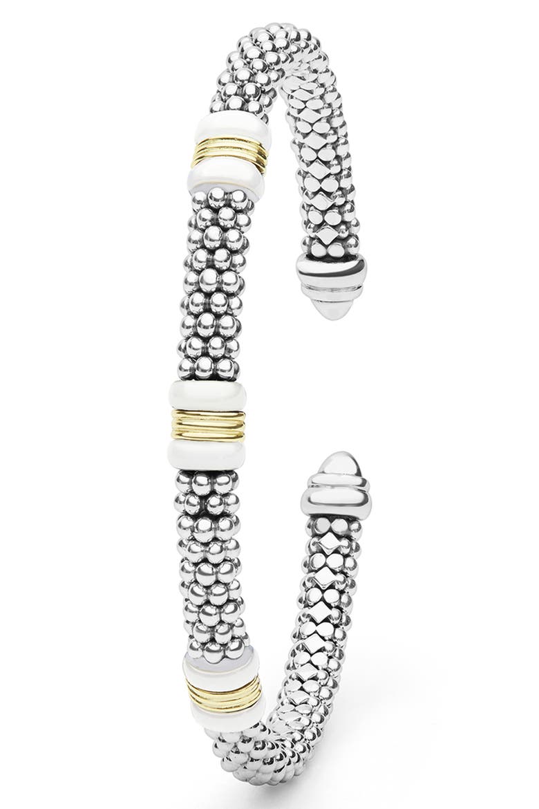 Signature Caviar 18k Gold & Ceramic Cuff, Alternate, color, TWO-TONE