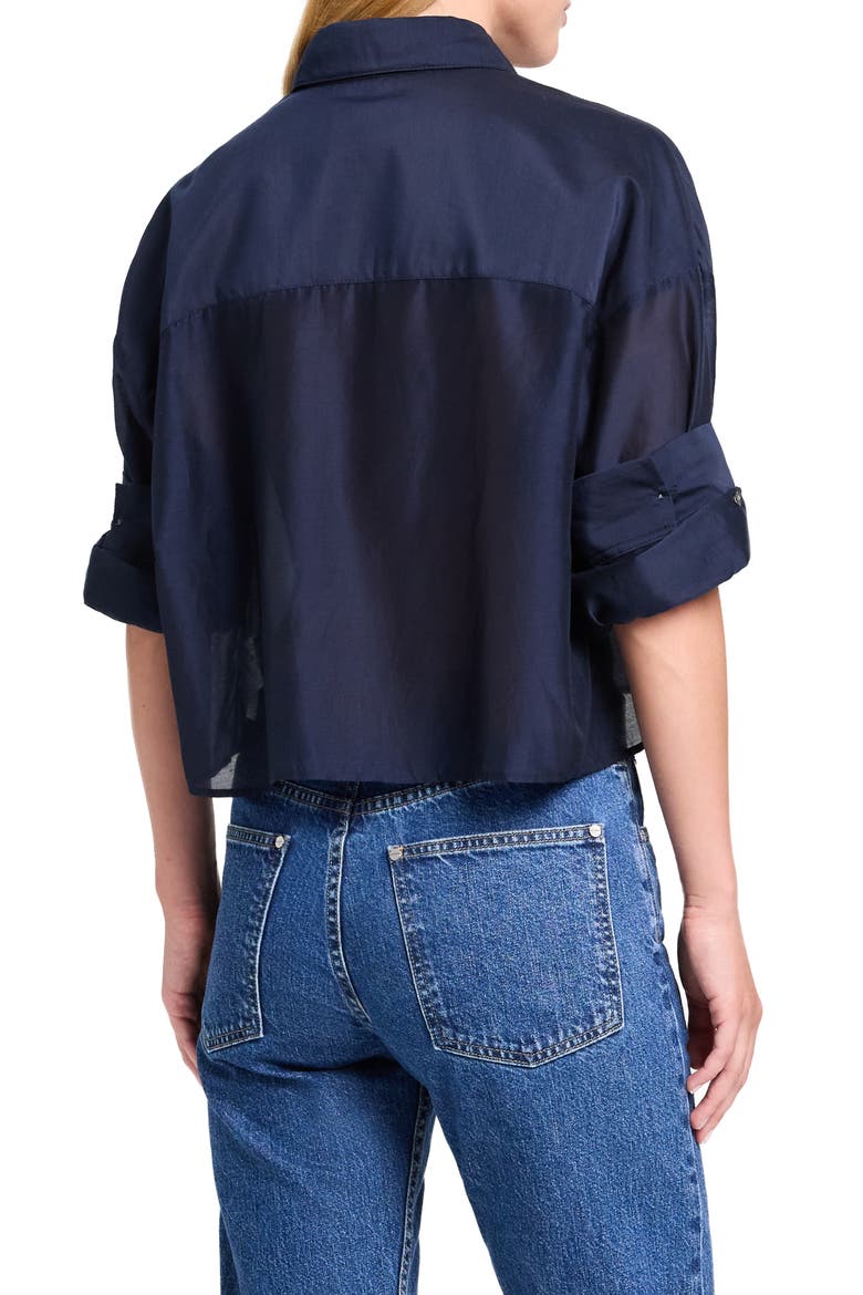 Next Ex Ruffle Crop Shirt, Alternate, color, MIDNIGHT