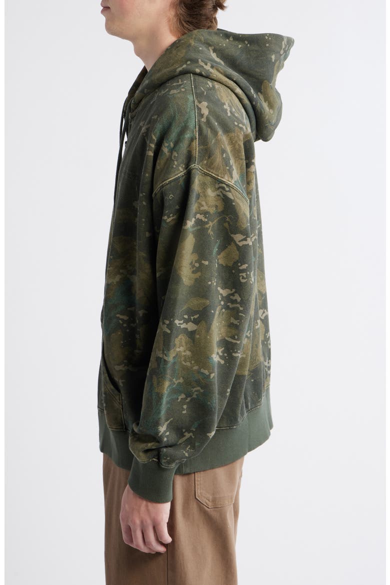 Benton Camo Cotton French Terry Zip Hoodie, Alternate, color, CAMO COMBI GREEN GARMENT DYED