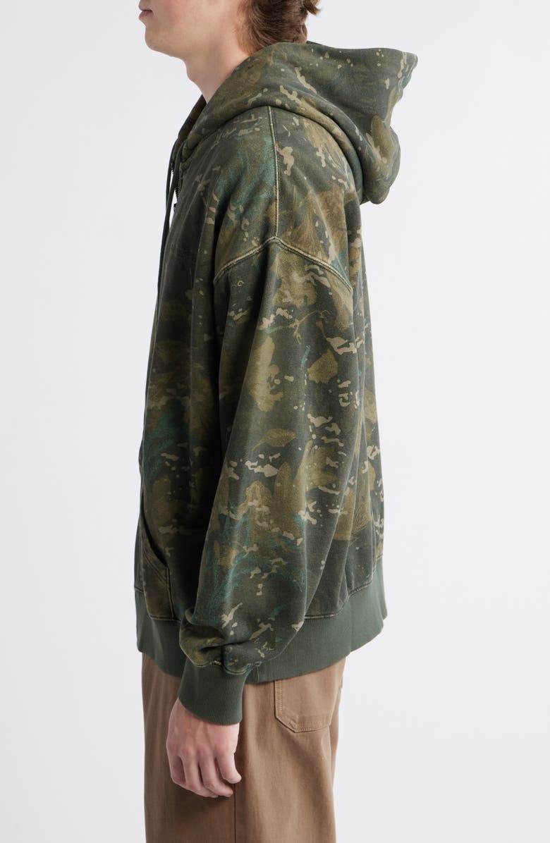 Carhartt Work In Progress Benton Camo Cotton French Terry Zip Hoodie, Alternate, color, Camo Combi Green Garment Dyed