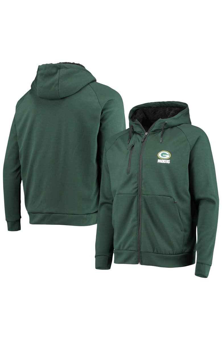 DUNBROOKE Men's Dunbrooke Green Green Bay Packers Shag Tri-Blend Full-Zip Raglan Hoodie, Main, color, Green