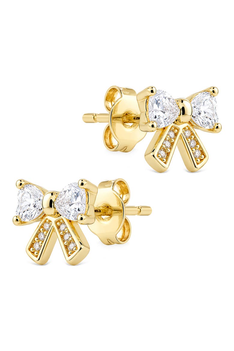 Pave Bow Stud Earrings, Alternate, color, GOLD