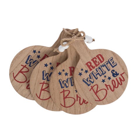 MDF Mini Appetizer Board Brew Set of 4 Red and Blue for Spring Serving and Entertaining