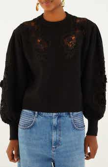 FARM Rio Black Lace Sweater