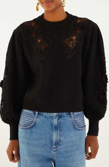FARM Rio Black Lace Sweater