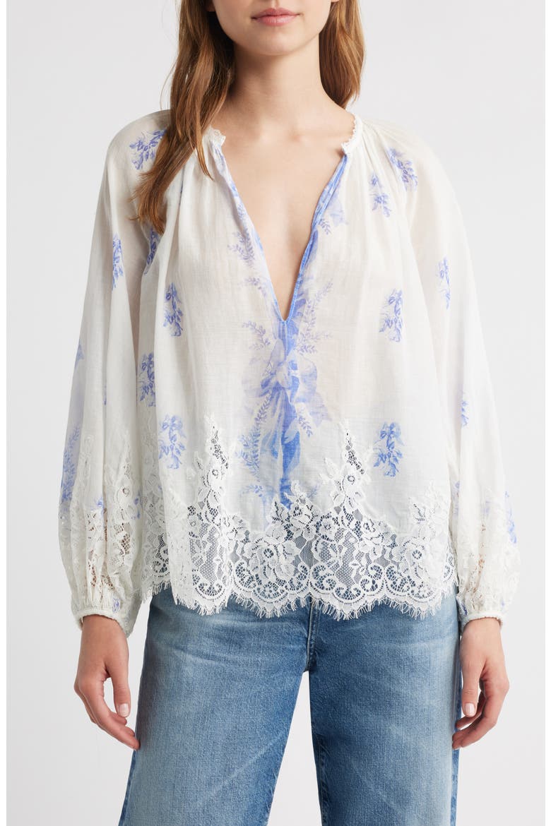 Dresner Lace Trim Top, Alternate, color, VICTORIAN BLUE