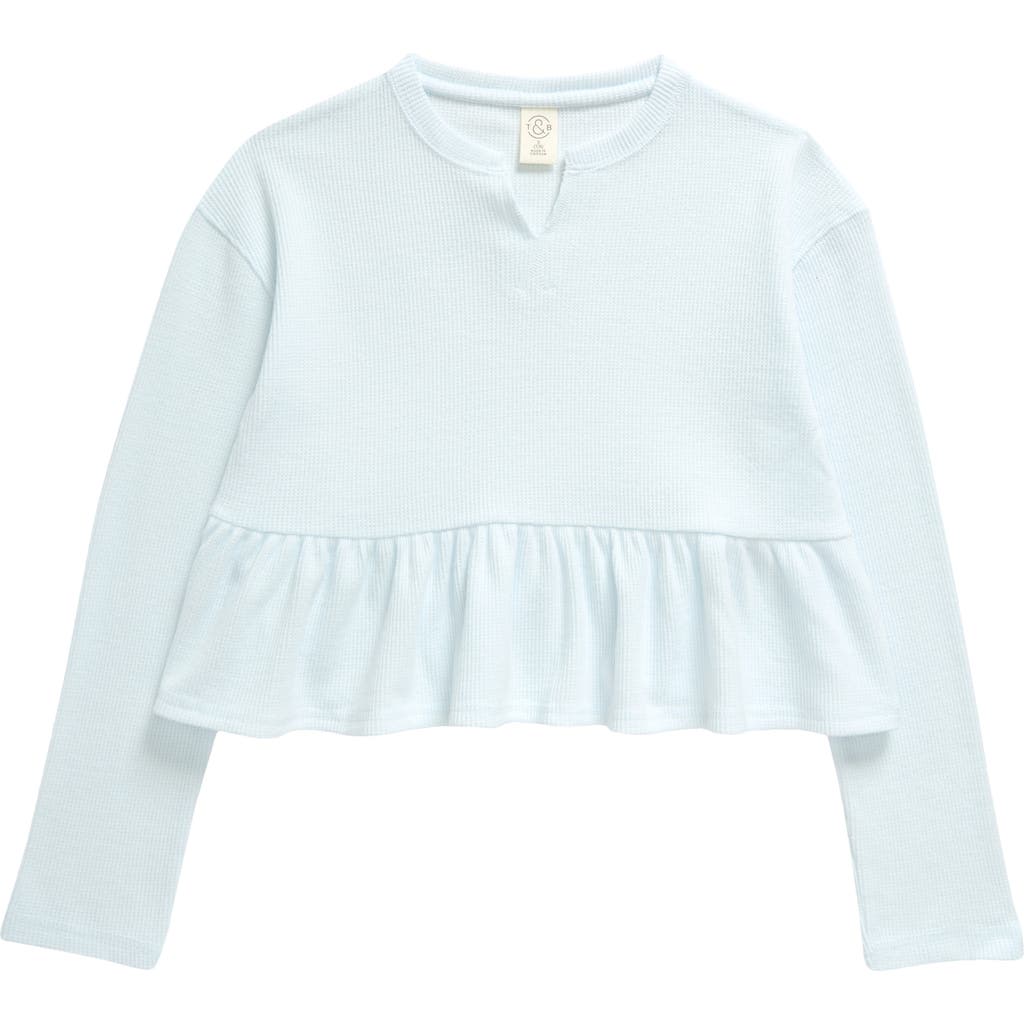 Treasure & Bond Kids' Waffle Knit Peplum Top In Blue Fade