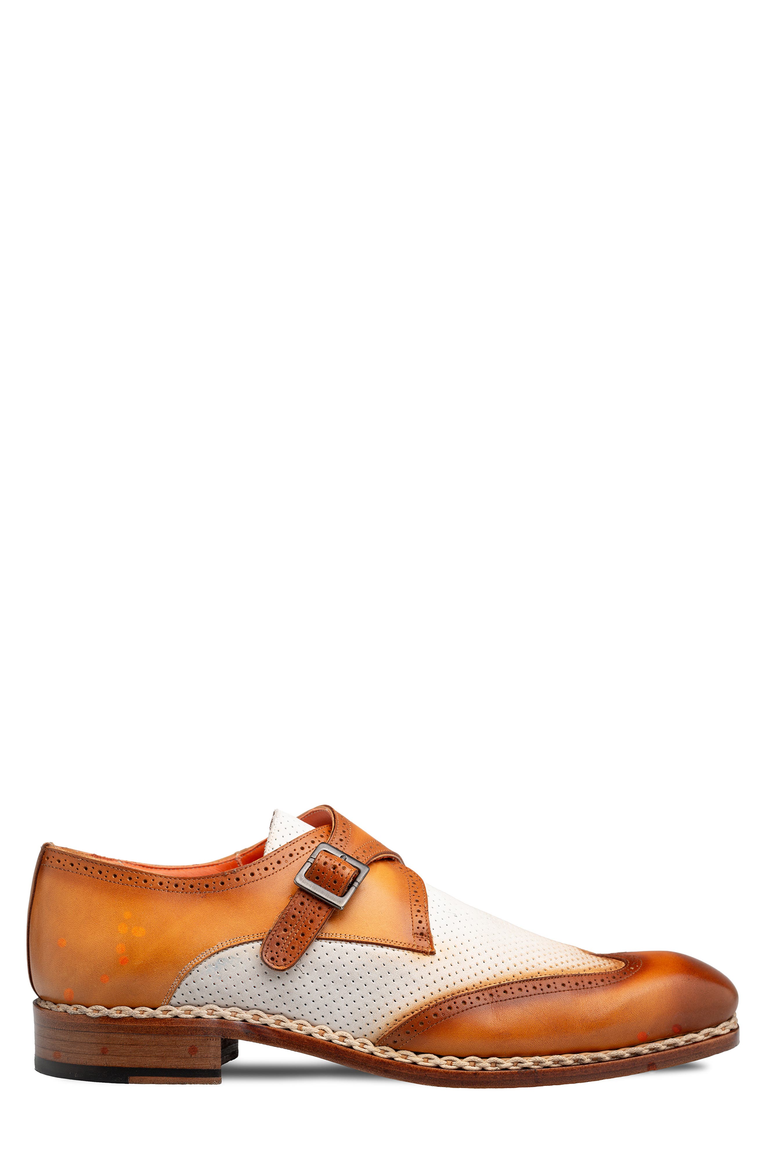 Mezlan Blanes Monk Strap Shoe, Alternate, color, Camel/ Bone