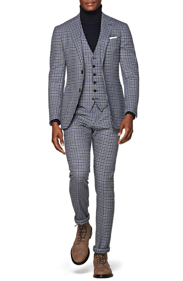 Suitsupply Havana Slim Fit Houndstooth Wool & Cashmere Three Piece Suit, Main, color,