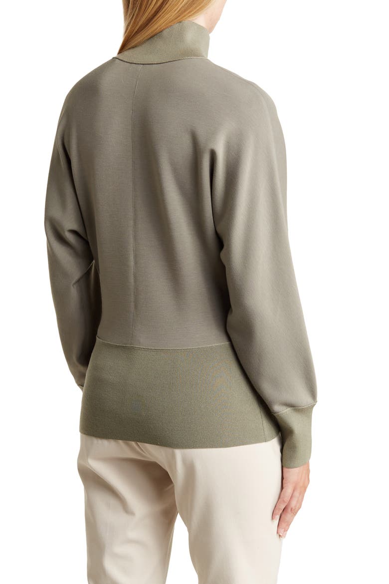 Mixed Media Turtleneck Top, Alternate, color, PALE GREEN/ ARMY