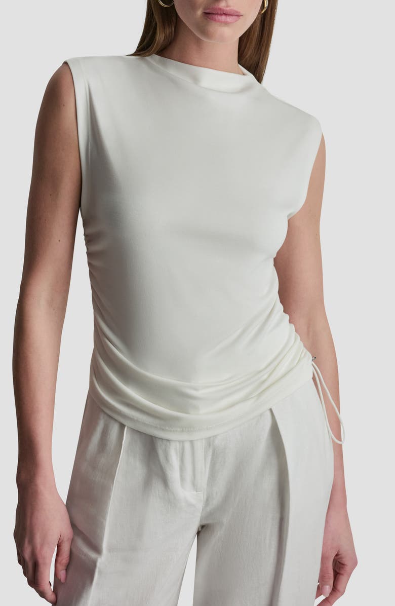 DKNY Side Ruched Knit Top, Main, color, Ivory